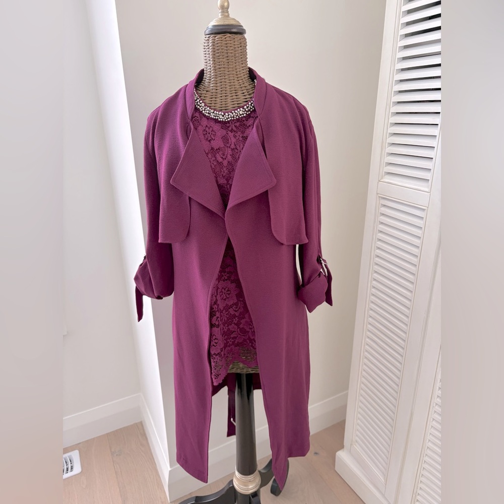 2pc Jennifer Lopez S Trench M Lace with stone embellished tank top